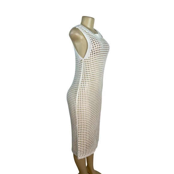 Shade & Shore Cream Sleeveless Crochet Swim Cover-Up Dress M (8-10) - New - Picture 2 of 8